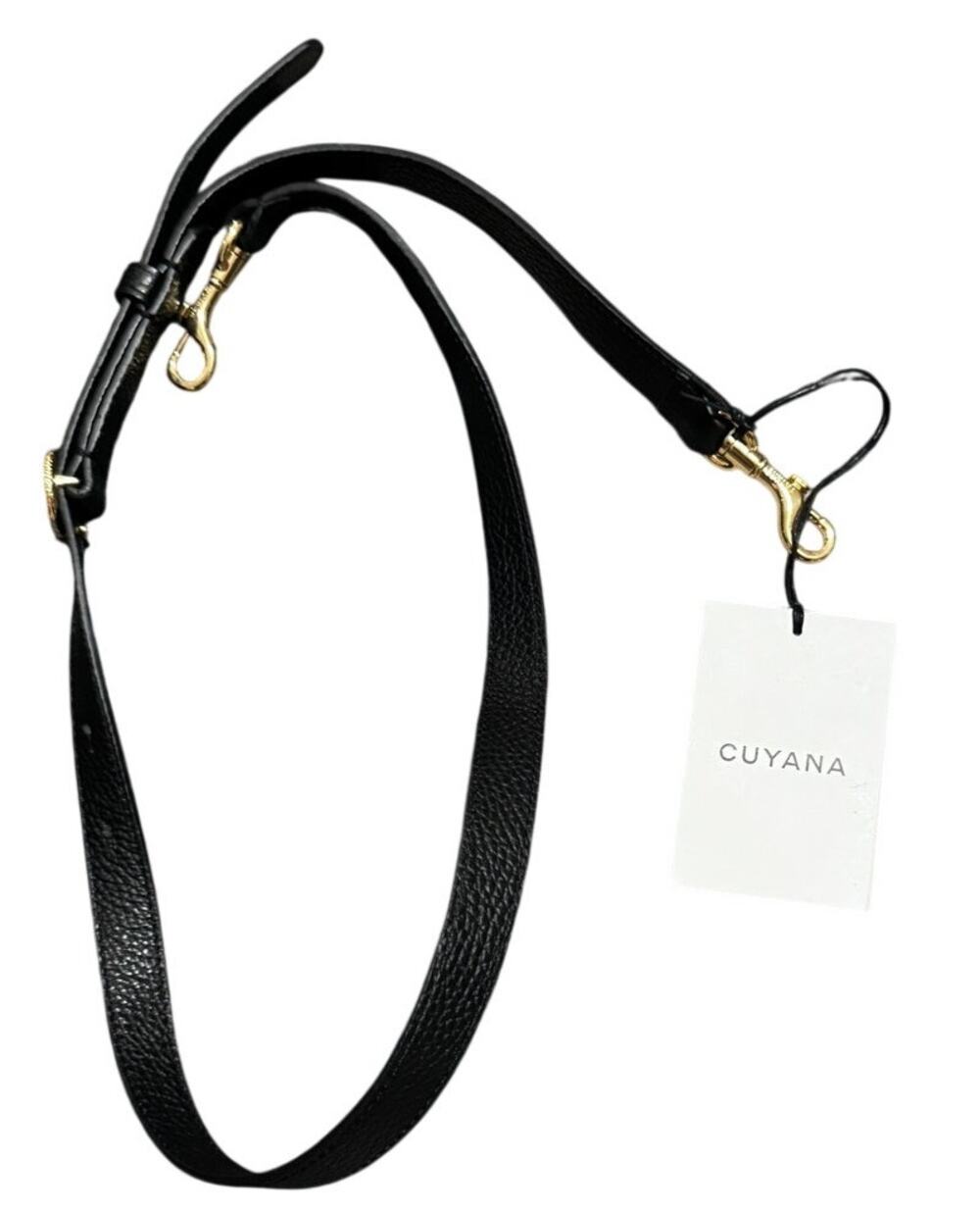 Cuyana Adjustable Leather Bag Strap, Black Pebbled Leather, Gold Hardware, NWT